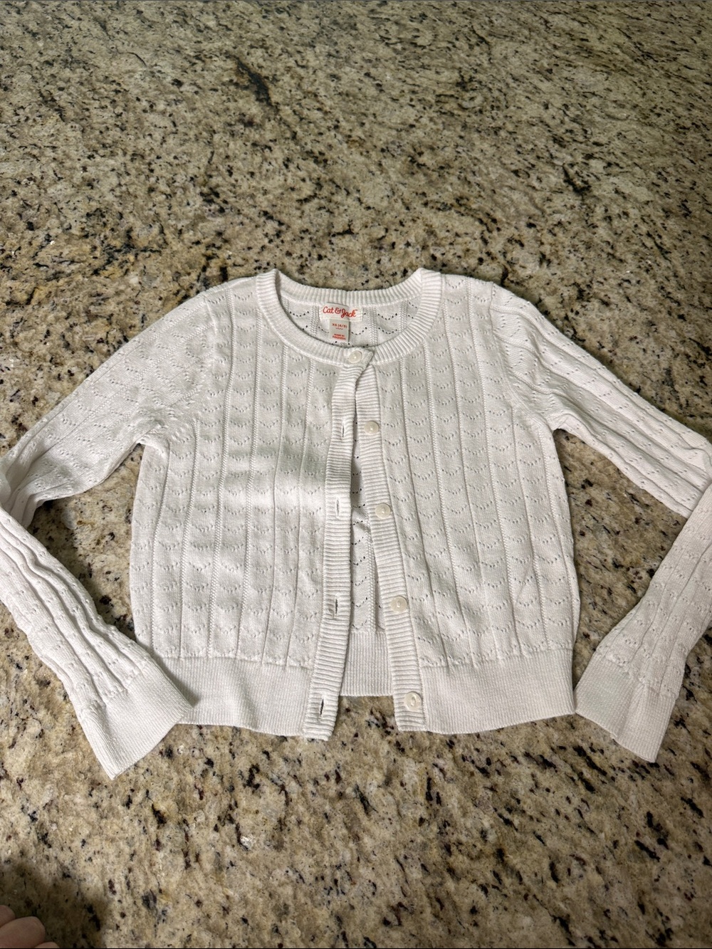 Cat & Jack White Eyelet Knit Cardigan Sweater